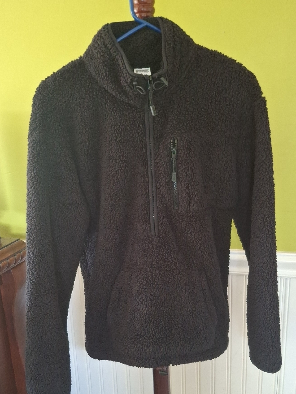PINK Cozy Black Sherpa Half-Zip Pullover